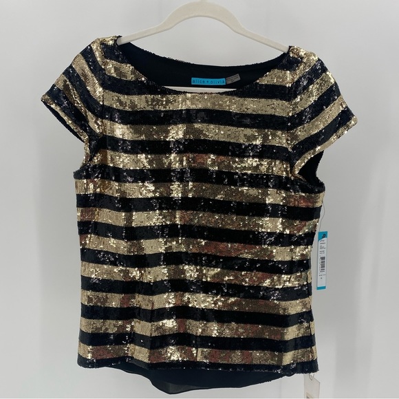 ALICE & OLIVIA - Alfie Oversized Sequin Top - Picture 5 of 11